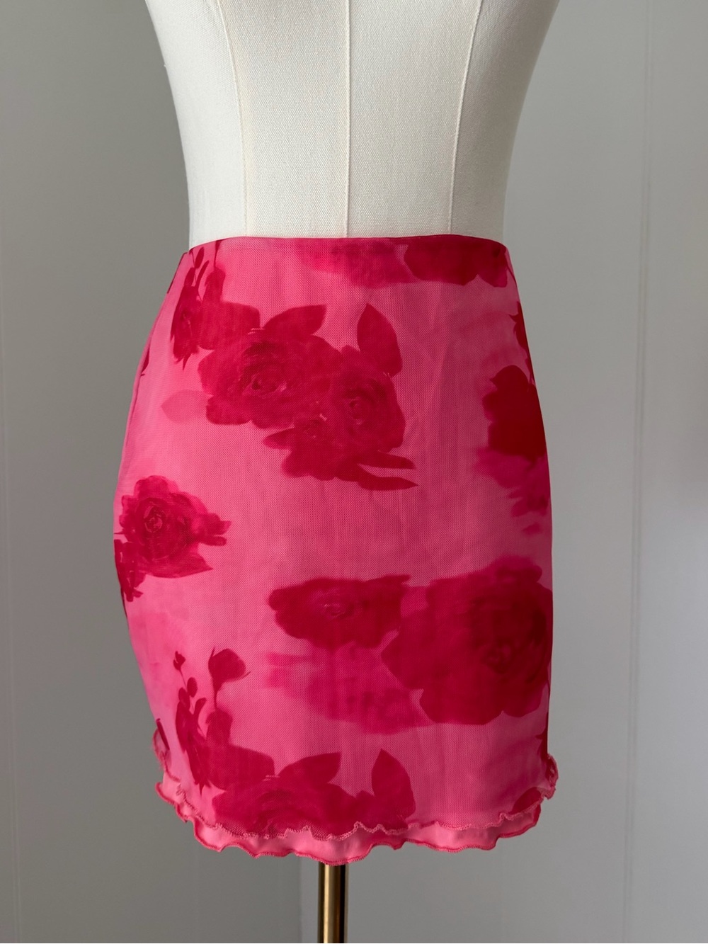 Fun, Feminine Pink Floral Mini Skirt